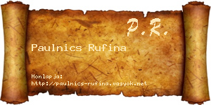 Paulnics Rufina névjegykártya